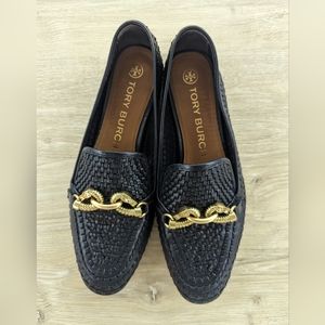 Tory Burch Black Woven Loafers